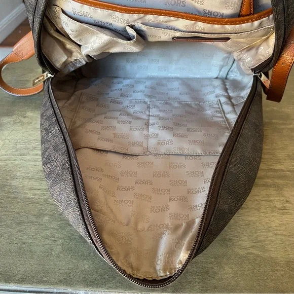 Michael Kors Dark Brown Monogram large Backpack - Picture 13 of 16